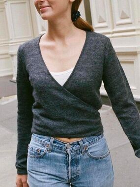Brandy Melville Coco Wrap-Front Sweater Top